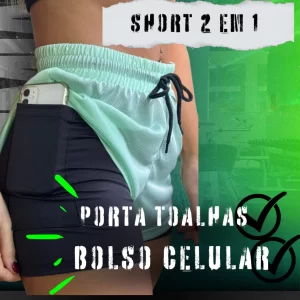 Short 2 em 1 Feminino Bermuda Dryfit Dupla Para Treino Academia Corrida e Outros Esportes Lançamento